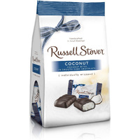 Russell Stover Dark Chocolate Coconut Mini Gusset Bag 6 Ounce Russell Stover Chocolate Coconut Chocolate Candy Bag; Sweet Coconut Covered In Rich Chocolate Candy, Individually Wrapped