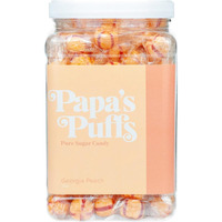 Papa's Puffs Georgia Peach Flavored Pure Sugar Candy - Individually Wrapped In Resealable Tub - Fat-Free, Gluten-Free, Cholesterol-Free - Manufactured In The Usa