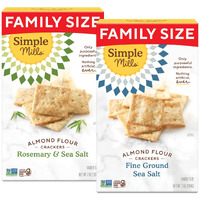 Simple Mills Almond Flour Crackers, Family Size Variety Pack (Fine Ground Sea Salt And Rosemary & Sea Salt) - Gluten Free, Vegan, Healthy Snacks, 7 Ounce (Pack Of 2)