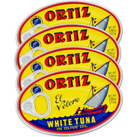 Ortiz White Tuna In Olive Oil, Fresh Tender Slices, Spanish Wild Caught Tuna, High In Protein And Omega 3 Fats, Excellent In Salad, Pasta Or Sandwiches - No Need To Add Mayo, 3.95Oz Can (Pack Of 4)