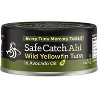 Safe Catch Wild Ahi Yellowfin Tuna Fish Canned, Wild Caught, Lowest Mercury, Lean Protein, Omega 3, Gluten-Free, Kosher, In Avocado Oil, Pack Of 6