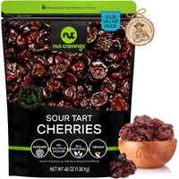 Nut Cravings Dry Fruits - Sun Dried Sour Tart Cherries, Lightly Sweetened (48Oz - 3 Lb) Packed Fresh In Resealable Bag - Sweet Snack, Healthy Food, All Natural, Vegan, Kosher Certified