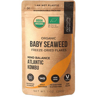 Organic Kombu Flakes - 1Oz. Young Pure Seaweed Grown In North Atlantic. Usda Certified And Freeze-Dried Premium Quality. Soft Texture & Mild Taste. 140 Servings