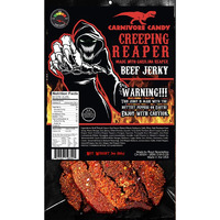 Jurassic Jerkys Creeping Reaper    Carolina Reaper Beef Jerky (1)-3Oz Bag The Reaper Is The Hottest Pepper In The World! Sweet With Heat~