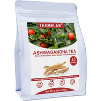 Tearelae - Ashwagandha Tea Bags - 2.5G X 40 Count - Sourced From India - Premium Natural Cut & Sifted Pure Indian Ginseng Root - Non-Gmo - Caffeine-Free - Rich In Antioxidants & Boost Energy