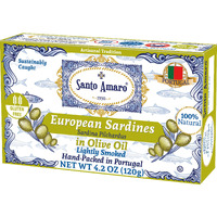 Santo Amaro - Authentic European Sardines In Olive Oil, Hand-Packed Canned Sardines From Portugal, Wild Caught Sardines In Virgin Olive Oil, Lightly Smoked, 20G Protein, Keto, Paleo, Dash, Pack Of 6