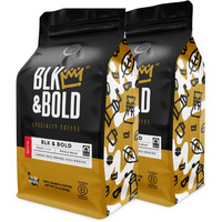 Blk & Bold Whole Bean Coffee, Blk & Bold Premium Dark Roast, 100% Arabica Beans, 12 Oz Bag (2 Pack)