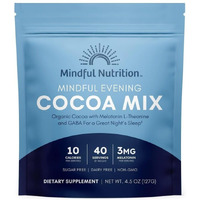 Mindful Evening Sugar Free Cocoa Mix Natural Sleep Aid, 40 Servings, Melatonin 3Mg, L-Theanine, Gaba Supplements, Natural Calm Sleep Support Stress Relief Calm Sleepy Cocoa Nighttime Hot Chocolate