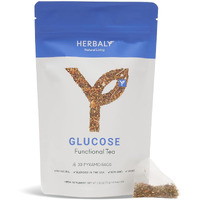 Herbaly Glucose Functional Tea - Vitality & Wellness - Gymnema Sylvestre, Ceylon Cinnamon, Bitter Melon, Dandelion Root, Fenugreek - Daily Teas - Organic Plant-Based Tea Bag Pyramids - 30 Ct
