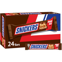 Snickers Original Milk Chocolate Trick Or Treat Halloween Candy Bars Individually Wrapped Share Size Candy Bars, 3.29 Oz Packs, 24 Ct