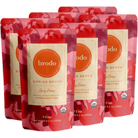 Brodo Spicy Nonna Organic Chicken Broth With Roasted Garlic & Chili | Nutrient Dense, Chef Crafted Bone Broth In Single Serving Pouches | Not Made From Concentrate, No Preservatives (6X 8Oz. Pouches)