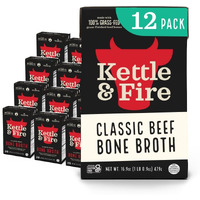 Kettle And Fire Classic Beef Bone Broth, Keto, Paleo, And Whole 30 Approved, Gluten Free, High In Protein And Collagen, 12 Pack