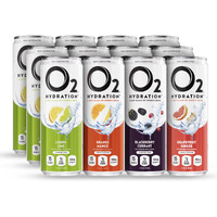 O2 Oxygenated Sports Recovery Drink | 120% More Electrolytes Than Standard Sports Drinks | Variety Pack | Non-Carbonated Electrolyte Drink | Post Workout Recovery Drink | 12 Oz Cans (12 Pack)