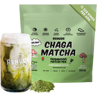 Renude Chaga Matcha - Ceremonial Grade Matcha Superfood Drink Mix With Adaptogens - Mushroom Matcha - Keto, Vegan, And Sugar Free - Natural Energy & Immune Support - (15 Servings)