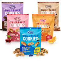 Cooper Street Cookies Twice Baked Italian Biscotti Cookies - Lemon Blueberry, Orange Cranberry, Cherry, Cinnamon Chocolate Chip Crispy Italian Biscotti Cookies - Adults & Kids Snacks Variety Pack Of 5