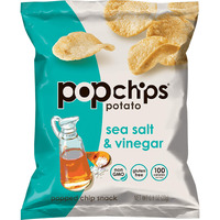 Popchips Sea Salt & Vinegar Potato Chips Single Serve 0.8 Oz Bags (Pack Of 24)