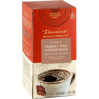 Teeccino Mushroom Herbal Tea - Turkey Tail Astragalus Toasted Maple - Caffeine Free, Prebiotic, 3X More Herbs - 25 Tea Bags