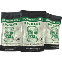 Olive My Pickle Fermented Dill Pickles - 96 Ounces | 3 Pack Bundle Of Probiotic Pickles Kosher Dill And Brine With Digestive Enzymes For Gut Health - Kosher Pickles 32 Oz Per Bag
