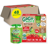 Gogo Squeez Fruit On The Go Organic, Apple Strawberry, 3.2 Oz (Pack Of 48), Unsweetened Organic Fruit Snacks For Kids, Gluten Free, Nut Free And Dairy Free, Recloseable Cap, Bpa Free Pouches