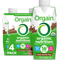 Orgain Organic Nutritional Protein Shake, Creamy Chocolate Fudge - 16G Grass Fed Whey Protein, Meal Replacement, 20 Vitamins & Minerals, Fruits & Vegetables, Gluten Free, Non-Gmo, 11 Fl Oz (4 Pack)