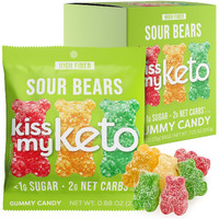 Kiss My Keto Gummies Candy - Low Carb Candy Sour Bears, Keto Snack Pack - Healthy Candy Gummys - Vegan Candy, Keto Gummy Candy - Keto Candy Gummies (8-Pack)
