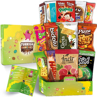 Midi International Snack Box | Premium Exotic Foreign Snacks | Unique Snack Food Gifts Included | Try Extraordinary Turkish Snacks | Candies From Around The World | 12 Full-Size + 1 Bonus Snacks