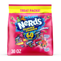 Nerds Gummy Clusters, Candy Treat Packs, Rainbow, Crunchy And Gummy, Halloween Candy Variety Pack Trick-Or-Treat Assortment, 30 Oz (60 Ct)
