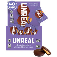 Unreal Dark Chocolate Almond Butter Cups| 5G Sugar | Certified Vegan, Gluten Free, Fair Trade, Non-Gmo | No Sugar Alcohols Or Soy | 0.53 Ounce (Pack Of 40)