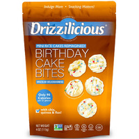 Drizzilicious Mini Rice Cakes Birthday Cake - Rice Crisps, Healthy Snack For Adults And Kids, Flavored Rice Cakes, Vegan, Gluten Free, Allergen Free, Only 90 Calories Per Serving - 4 Oz (Pack Of 6)