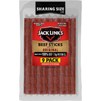 Jack Link's Beef Sticks, Original - Protein Snack, Meat Stick, Made With 100% Beef, No Added Msg** - 7.2 Oz.