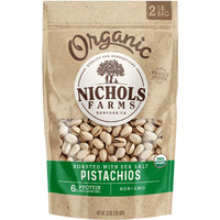 Nichols Farms California Pistachios Roasted Salted, Organic With Sea Salt, 32-Ounce Bag