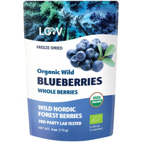 Loov Wild Organic Dried Blueberries, No Added Sugar, No Added Oil, 4 Ounces, Freeze Dried Blueberries Organic From Nordic Forests, 100% Whole Fruit Wild Blueberries, Non-Gmo, Unsweetened Dried Fruit