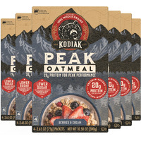 Kodiak Cakes Peak Instant Oatmeal Packets, Berries & Cream, High Protein,100% Whole Grains, 6 Box With 4 Packets Each (Total Of 24 Packets)