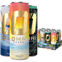 Omni Energy Drink Variety 12 Oz (Pack Of 12) | Contains 200Mg Natural Caffeine, B Vitamins, Coq10, Ginger Root Extract | Sugar-Free, Low Calorie, Energy Drink For All-Day Vitality