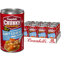 Campbells Chunky Soup, Hearty Bean Soup With Ham, 19 Oz Can (Case Of 12)