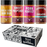 Fire & Smoke Society The Core Four Variety Pack | Bbq Rubs And Bbq Seasonings For Smoking And Grilling | Gifts For Dad, Men Gifts | Large Spices Set (4-Pack)
