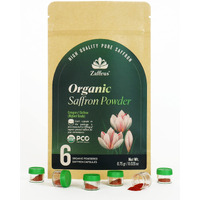 Zaffrus - Certified Organic Premium Saffron Powder For Cooking Saffron Rice, Paella, Risotto, Soup, Desserts & Herbal Teas. Pack Of 6 (.75 Gram/ .026 Oz)