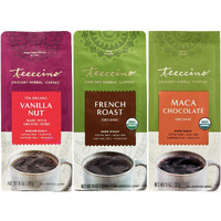 Teeccino Herbal Coffee Variety Pack - Vanilla Nut, French Roast, Maca Chocolat   - Ground Herbal Coffee Thats Prebiotic, Caffeine-Free & Acid Free, Dark Roast, 11 Ounce (Pack Of 3)