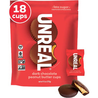 Unreal Dark Chocolate Peanut Butter Cups (Value Size Bag) | Vegan, 5G Sugar | Gluten Free, Fair Trade, Non-Gmo | 9.5Oz