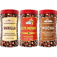 Elite Instant Coffee (Variety Pack, 3 Bottles) Original, Vanilla & Mocha Flavored Coffee, Delicious Flavors, Product Of Israel