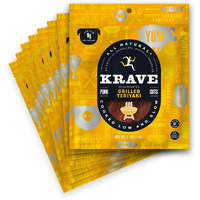 Krave All Natural Pork Jerky, Grilled Teriyaki - Protein Packed Snacks Roasted For Maximum Flavor - Premium Tender Meat Cuts - Gluten Free - 2.7 Ounce (Pack Of 8)