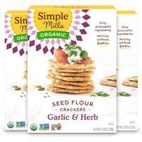 Simple Mills Organic Seed Crackers, Garlic & Herb - Gluten Free, Vegan, Healthy Snacks, Paleo Friendly, 4.25 Ounce (Pack Of 3)