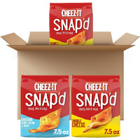 Cheez-It Snap'D, Cheese Crackers Chips, Thin Crisps, Lunch Snacks, Variety Pack, 22.5Oz Box (3 Bags)