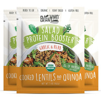 Beanvivo 3-Pack Salad Protein Booster - Organic Cooked Lentils & Quinoa With Garlic & Herbs, Delivering A Burst Of Taste And 10G Of Protein-Packed Goodness In Every Pouch 5Oz
