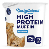 Bootylicious | High-Protein Muffin | 25G Protein, 7G Net Carbs, 2.32-2.75Oz Cup, 12-Pack (Blueberry)