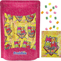 Fruidles Mixed Fruit Flavors Mini Chiclets Gum, Square Chicle Gum Tabs, Crunchy Candy Coated Gum, Candy Buffet Treats, Gluten-Free (6-Pack)