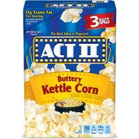 Act Ii Buttery Kettle Corn Microwave Popcorn, 3-Count, 2.75-Oz. Bags (Pack Of 12)