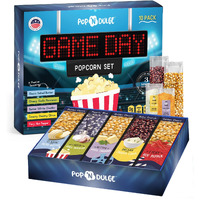 Game Day Movie Night Popcorn Gift Set Gifts For Men Family Gifts Party Supplies, 5 Non-Gmo Gourmet Popcorn Kernels And 5 Popcorn Seasoning Flavoring - 10 Pack