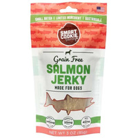 Smart Cookie Salmon Jerky Dog Treats - Dha & Omega Strips For Dogs & Puppies With Allergies, Sensitive Stomachs With Wild Caught Alaskan Salmon- Dehydrated, Grain Free, Made In Usa - 3Oz Bag Pack Of 1