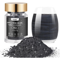 Black Edible Glitter For Cocktail, Bulk 15G 0.5Oz Black Luster Dust Edible Power Shimmer Food Grade For Drinks Chocolate Cake Decoration Baking